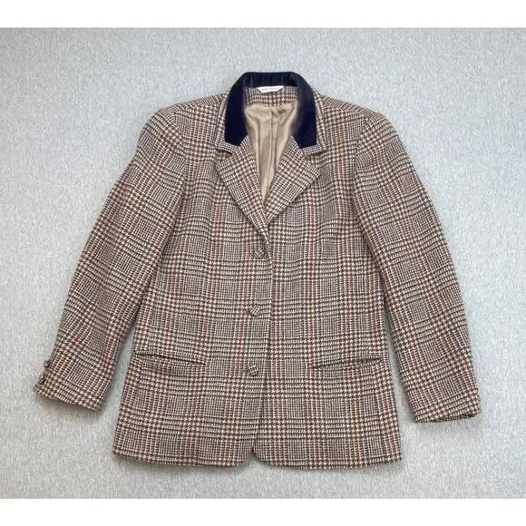 Laura Ashley Blazer Womens 8 (UK 10) Plaid 100% Wool 3-Button Jacket Vintage - Picture 2 of 10